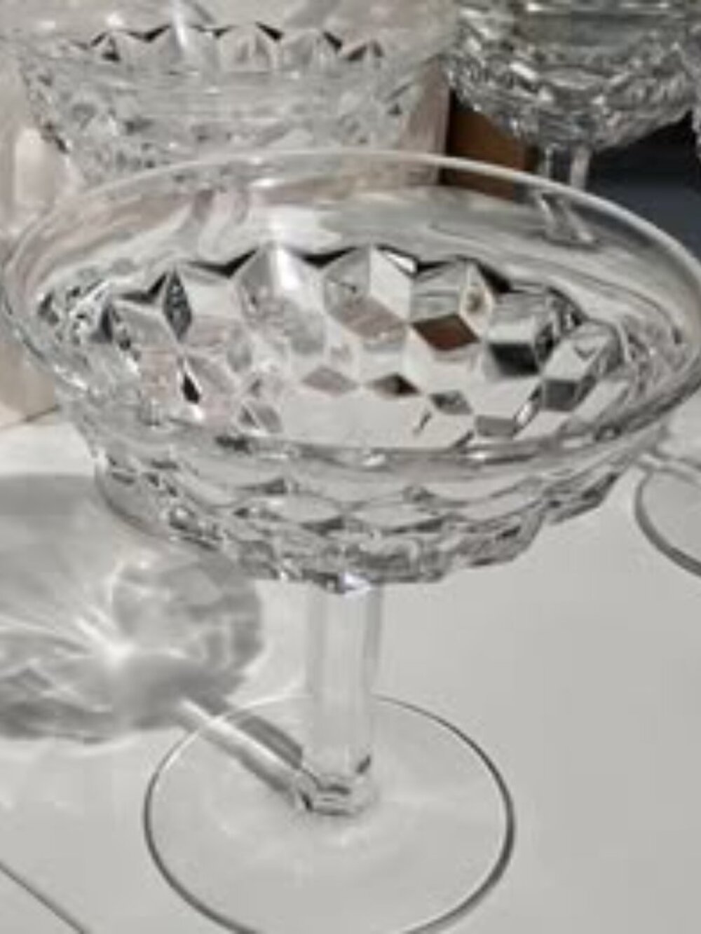 Vintage Fostoria American Cubist Champagne Glasses 4pc set